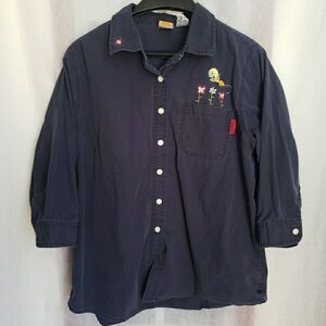 Vintage Looney Tunes Tweety Bird Embroidered Denim Button Up Shirt Size 14W/16W